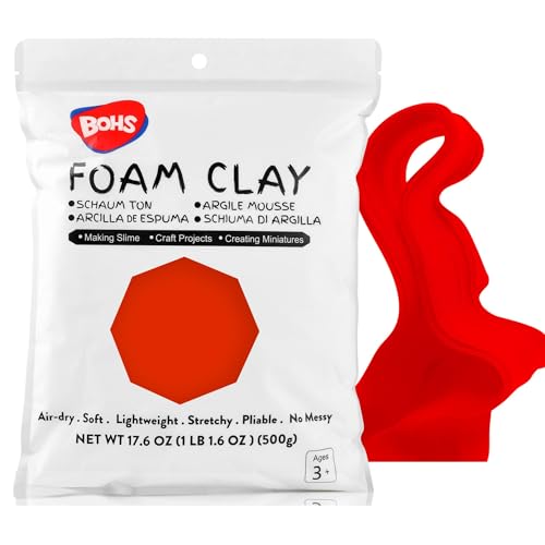 BOHS Foam Clay, Red Air Dry Modeling Clay, 1.1 lb - color: Red, size: 500 g