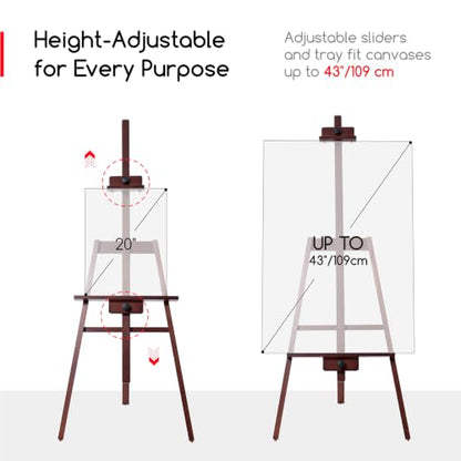 MEEDEN Wooden Easel Stand for Display: Holds Canvas up to 43" Art Easels - color: Deep Walnut