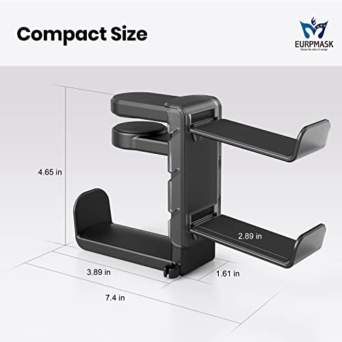 EURPMASK 3-in-1 Rotating Headphone Stand w/2 Detachable Controller Holders - color: Black Pro 1 Pack