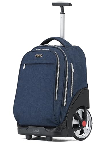 NEW TILAMI 19 Inch Rolling Backpack for School Stair-Climbing Big Wheel - color: Navy Blue