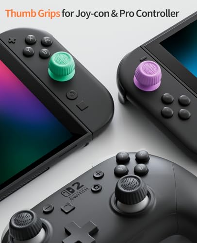 COOWPS for Nintendo Switch 2 Case, 2-Pack Screen Protectors, 6 Thumb Grips - color: Purple