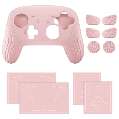 PlayVital for Nintendo Switch 2 Pro Controller Silicone Cover – Samurai Edition Protective Skin Case for Switch 2 Pro Controller with Back Button Caps & Thumb Grips & Stickers - Cherry Blossoms Pink - color: Cherry Blossoms Pink