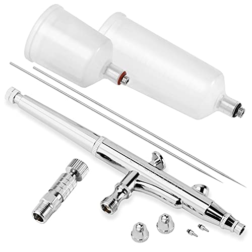 PointZero Dual Action Gravity-Feed 20cc and 40cc Airbrush Set with 3 Nozzle Sets (0.2, 0.3, & 0.5mm Needles Fluid Tips and Air Caps)