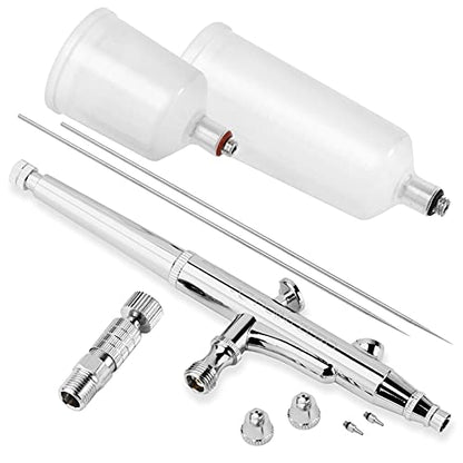 PointZero Dual Action Gravity-Feed 20cc and 40cc Airbrush Set with 3 Nozzle Sets (0.2, 0.3, & 0.5mm Needles Fluid Tips and Air Caps)
