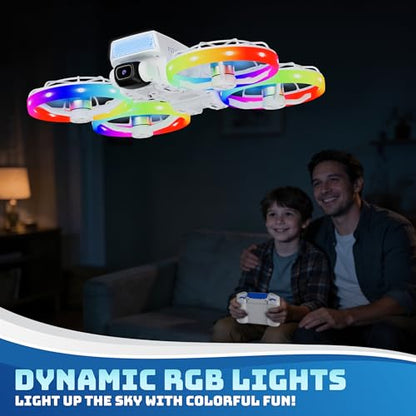 Contixo F27 Halo Mini Foldable Drone with 4.3" Screen Remote – 720P HD Dual Camera, LED Lights, Optical Flow Hover, One-Key Takeoff/Landing, 360° Stunts, 350 ft Range, Beginner Drone