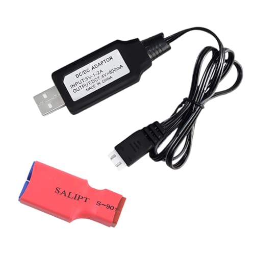 RC Battery Accessory Kit,No Wires EC5 Male (Blue) Connector Switch to Deans T Female (red) Adapter, for Remote Control Toy Boat FPV Drone Car etc - 1 Pcs with 7.4V USB Charger Cable