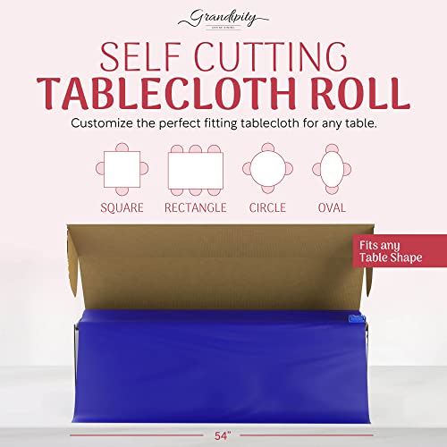 Grandipity Plastic Table Cloth Roll - 54in x 300 Ft. Table Cover Blue - color: Blue, size: 3600" x 54" (Rectangular)