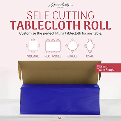 Grandipity Plastic Table Cloth Roll - 54in x 300 Ft. Table Cover Blue - color: Blue, size: 3600" x 54" (Rectangular)