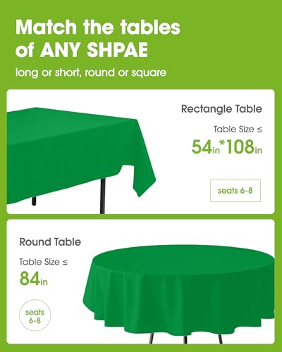 Pureegg Plastic Table Cloth Disposable 6 Pack, 54 x 108 Inch, Green - color: Green, size: 54" X 108" Rectangle
