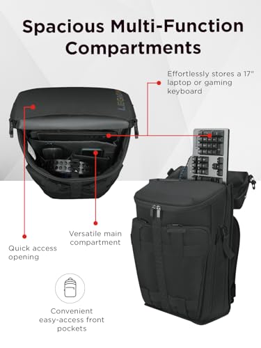 Lenovo Legion Active 17-inch Gaming Backpack - Black - Laptop Compartment - Durable & Water Resistant - Water Bottle Pocket - size: 17 inch, style: Active