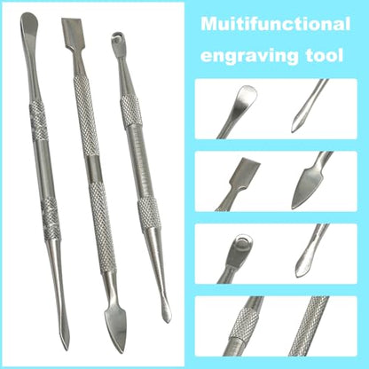 Jiozermi 3 Pack Wax Carving Tools, Stainless Steel Sculpting Tools - color: Silver, size: 3 Pcs