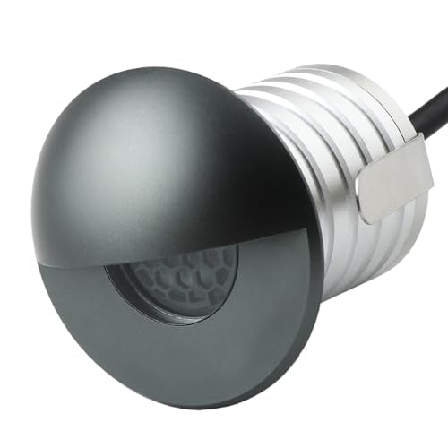 LED In-Ground Step Light- Half Moon Anti-Glare, 3W 12V-24V DC, Recessed Wall Lights, IP67 Waterproof, Buried Underground Outdoor Landscape Lighting,Warm White 3000K(1 Pack)