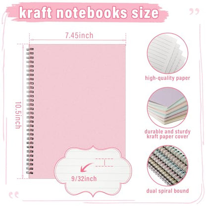 Fuutreo 6 Pack Spiral Notebook 10.5x7.45 Notebook,Macaron,Bright Colors - color: Macaron