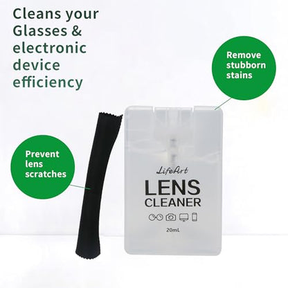 YEIN 4 Pairs Eyeglass Lens Cleaner Spray Kit with 2 Cloth, Anti-Static Cleaning Solution for Glasses&Sunglasses&Screens(Smaller) - size: 4 pairs