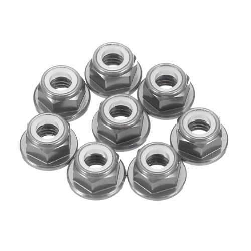 MECCANIXITY 8 Pcs M5 Pitch 0.8mm Aluminum Alloy Lock Nuts Flanged Hex Nuts Nylon Locking Serrated for RC Drone Quadcopter Motor Prop Adapter FPV Parts Fasteners, Gray - color: Gray, size: M5x0.8mm