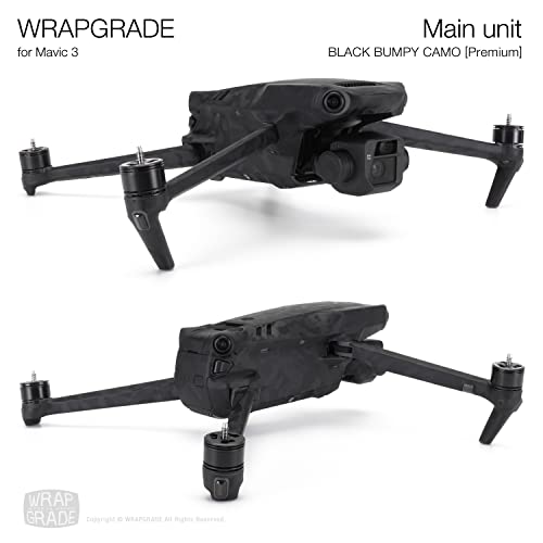 WRAPGRADE Skin Compatible with DJI Mavic 3 Pro (Black Bumpy CAMO) - color: Black Bumpy Camo / Pro