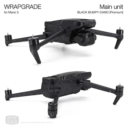 WRAPGRADE Skin Compatible with DJI Mavic 3 Pro (Black Bumpy CAMO) - color: Black Bumpy Camo / Pro