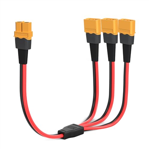 ELFCULB XT60 3 Way Splitter Cable 12AWG 1FT for Battery and Solar Systems - color: XT60 1 Female to 3 Male