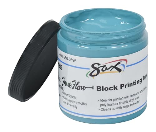 Sax True Flow Water Soluble Block Printing Ink, 8 Ounce Jar, Turquoise