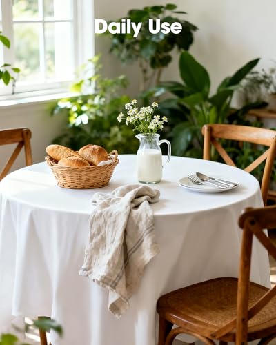 Pureegg Plastic Table Cloth Disposable 6 Pack, 84 Inch Round, White - color: White, size: 84" Round