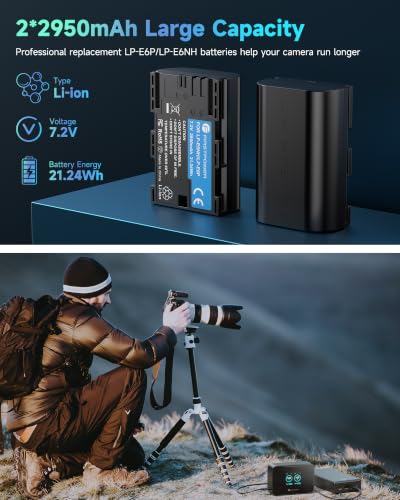 FirstPower LP-E6P Battery and 20W Dual Fast Charger for Canon Cameras