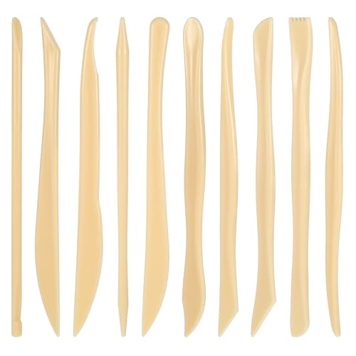 AOZUO 10PCS Double-Ended Clay Sculpting Tools, Plastic Polymer Clay Modeling Tools Ceramic Pottery Carving Tools for Cutting Embossing Smoothing Shaping Molding