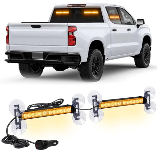 XRIDONSEN 2x 10.7 inch Amber Light Bar 24 LED Emergency Strobe Lights - color: Amber