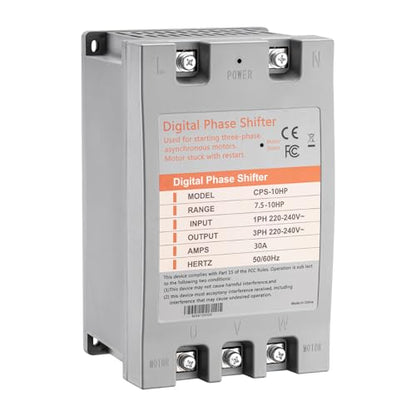 Single Phase to 3 Phase Converter，10HP 220V 3 Phase Converter，220V-240V Input/Output Digital Phase Shift for 10HP Motor - style: 10HP/30A