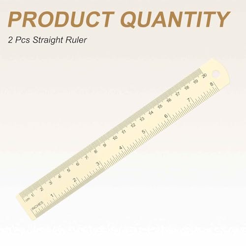HARFINGTON 2pcs Metal Straight Ruler 20cm Metric SAE Aluminum Alloy Measuring Rulers Scale Tool with Hole for Measure Study Reading Classroom Office, White - color: White, size: 20cm