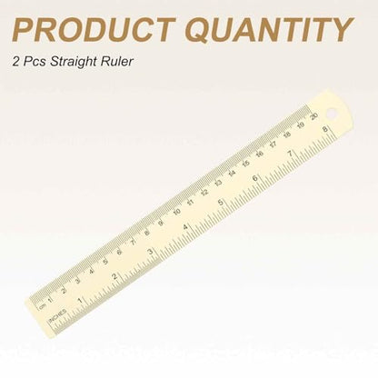 HARFINGTON 2pcs Metal Straight Ruler 20cm Metric SAE Aluminum Alloy Measuring Rulers Scale Tool with Hole for Measure Study Reading Classroom Office, White - color: White, size: 20cm