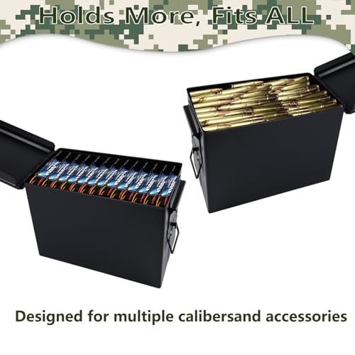 Ammo Can&Ammo Box, Fireproof & Waterproof Metal Storage Box - Perfect for Ammo, Lithium Batteries & RC Car Batteries (Round Lock, Khaki-13.6 * 7.3 * 8.6") - color: Khaki-13.6*7.3*8.6", style: Round Lock
