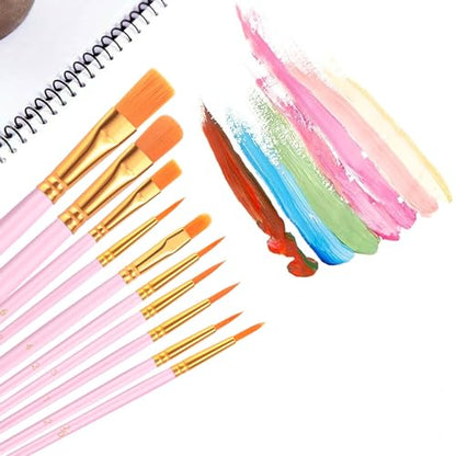 Acrylic Paint Brush Set, 20 Packs/200 pcs Nylon Hair Brushes - size: 200pcs-pink