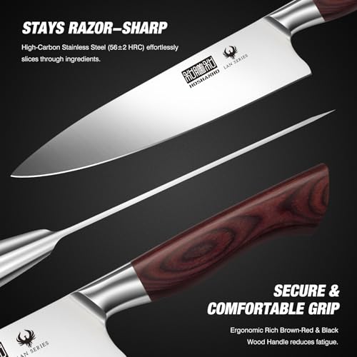 HOSHANHO 5PCS Japanese Kitchen Knife Set, Sharp Chef Knives & Wood Handle - size: 5 Pieces Knife Set