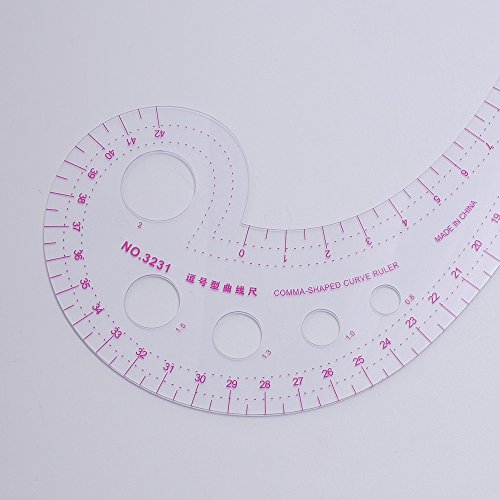 UTENEW French Curve Ruler Sewing, Comma Shaped 42cm Drawing Template Tool, Drafting Clothes Sleeves 2 Pack
