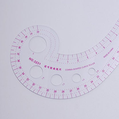UTENEW French Curve Ruler Sewing, Comma Shaped 42cm Drawing Template Tool, Drafting Clothes Sleeves 2 Pack
