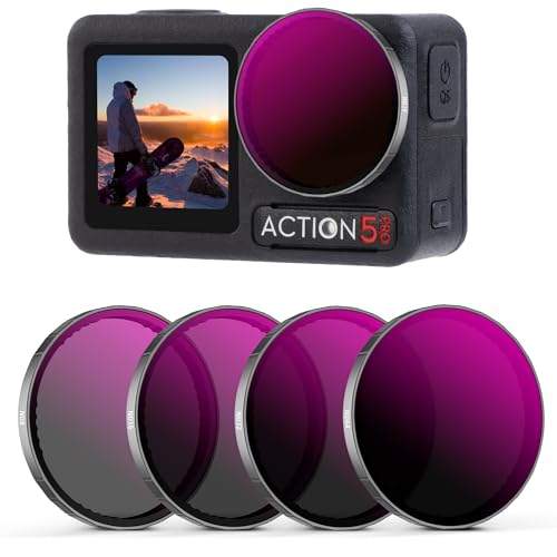 Walking Way ND Filter Set Compatible with DJI Osmo Action 5 Pro/Action 4-4 Pack (ND8, ND16, ND32, ND64), Neutral Density Filters HD Optical Glass/Multi-Coated/Aluminum Frame - style: ND8/ND16/ND32/ND64