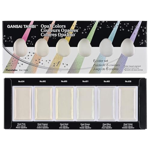 Kuretake Gansai Tambi OPAL COLORS, 6 colors set, Made in Japan - style: Opal