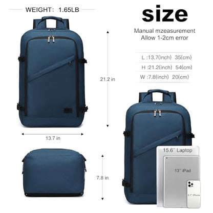 Kono Travel Backpack Airline Approved Overhead Bin Personal Item Bag - color: Navy, size: Large