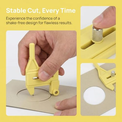 Adjustable Radius 1.5-50mm Compass Circle Cutter Rotaries Cutting Tool for DIY Craft, Paper, Fabric, and Scrapbooking
