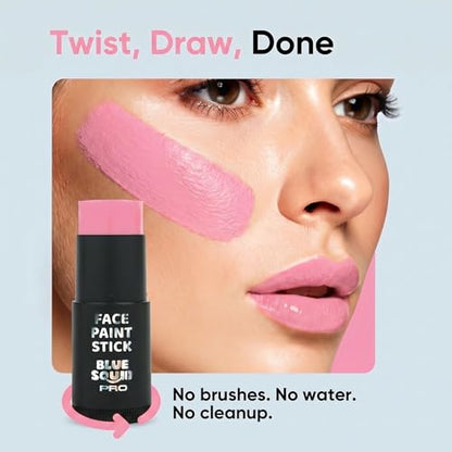 Blue Squid PRO Pastel Pink Face Paint Stick - XL (21g/0.75oz) Waterproof Body Paint for Adults & Kids Eye Black Baseball - Vegan Hypoallergenic Twist-Up Non-Toxic Makeup Stick for Cosplay, Sports - color: Pastel Pink