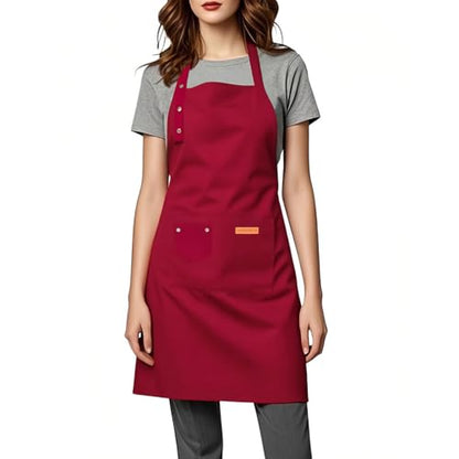 Aprons for Women Men, Water-Resistant Kitchen Aprons for Cooking - color: Red