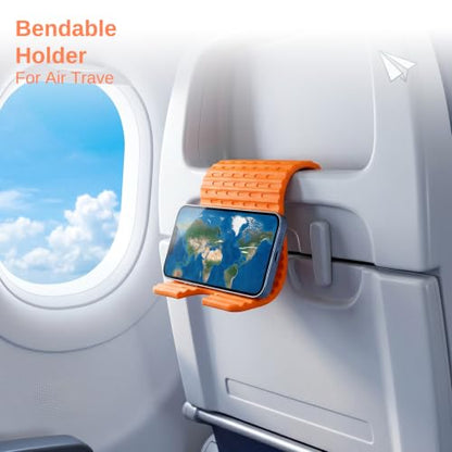 Airplane Phone Holder, Silicone Foldable Phone Stand for Desk and Travel - color: Black