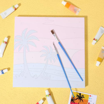 Nezyo 12 Sets Paint by Numbers Kit with Frame for Adults, Acrylic 8x8 Inch - style: Summer