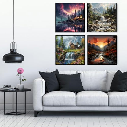 Ekuxom 4 Pack Diamond Art Kits for Adults-Landscape Diamond Painting - color: 4pack-Landscape