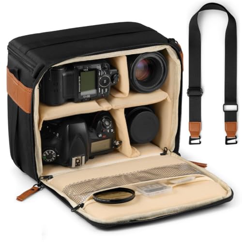 C Coiro Camera Bag for Digital DSLR SLR, Protection, Waterproof Mirrorless Small Camera Bag, Camera Lens Case, Travel Organizer Camera Insert for Backpack, Black Color - color: Black