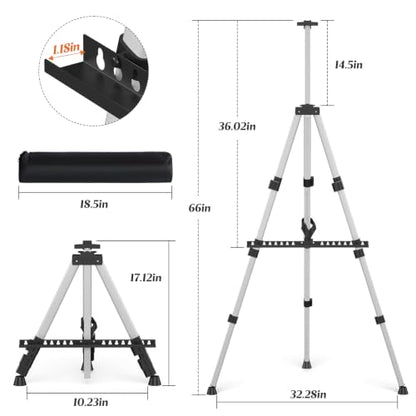Art Painting Easel Stand, Adjustable Display Tripod Artist Floor Sign Easel - style: Silver