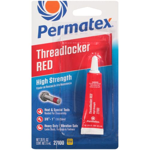 Permatex 27100 High Strength Threadlocker Red, 6 ml - size: 6 ml, style: Liquid - High Strength