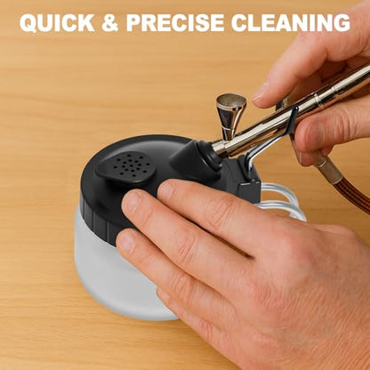 Podoy Airbrush Cleaning Kit, Glass Cleaning Pot with Holder Brushes Needles