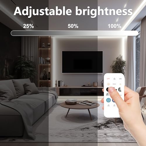 COB LED Strip Light 6000K, 24ft Dimmable White LED Strip Light, CRI92+, DC24V Tape Light with RF Remote, Timer Function, Bluetooth App Control for Home Bedroom Kitchen DIY Lighting. - color: 6000K, size: 24FT