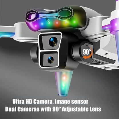 Drones for kids 8-12 with camera – Drone with camera for kids & Beginners, Mini kids drone with Fancy LED Lights, 4.3" Built-In FPV Screen, Three Batteries, Indoor & Outdoor Toy Gift (G) - size: G